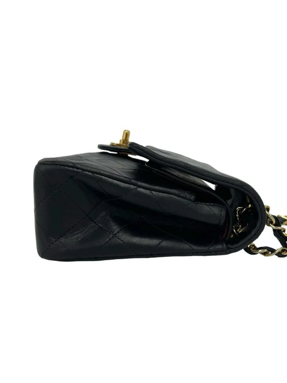 Chanel 2 Quilted CC Logo Double Flap Lambskin Leather Chain Shoulder Bag Black